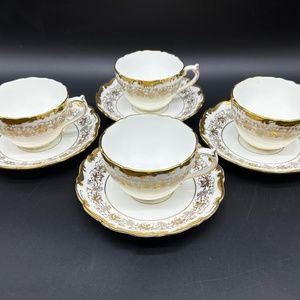 Coalport Hazelton Tea Cup Saucer Sets(Set of 4) Bone China England